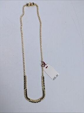 Gold and Black Crystal Accent Bar Necklace - Women Jewelry